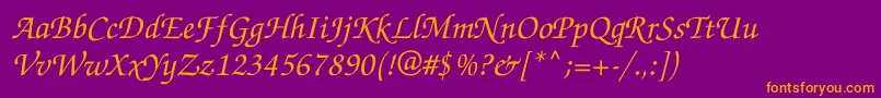Zapfchanceryett Font – Orange Fonts on Purple Background