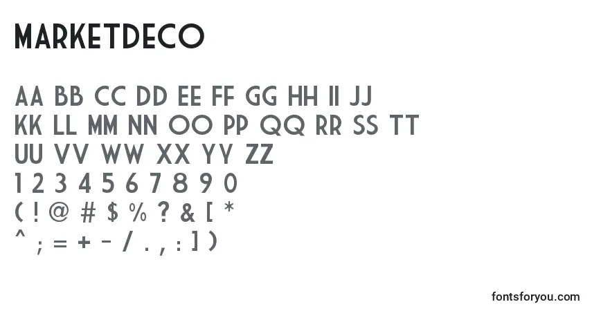 Schriftart MarketDeco – Alphabet, Zahlen, spezielle Symbole