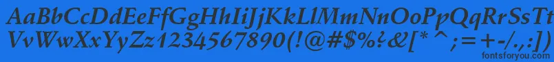 Шрифт Vaniel1BoldItalic – чёрные шрифты на синем фоне