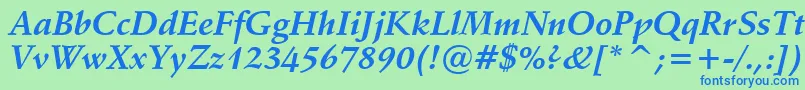 Vaniel1BoldItalic-fontti – siniset fontit vihreällä taustalla