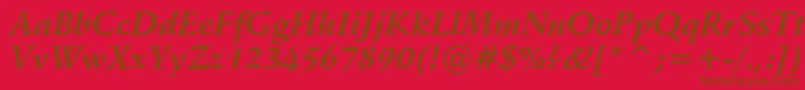 Vaniel1BoldItalic-fontti – ruskeat fontit punaisella taustalla