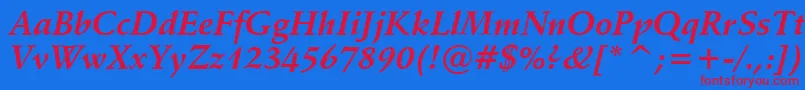 Vaniel1BoldItalic Font – Red Fonts on Blue Background