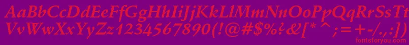 Vaniel1BoldItalic Font – Red Fonts on Purple Background