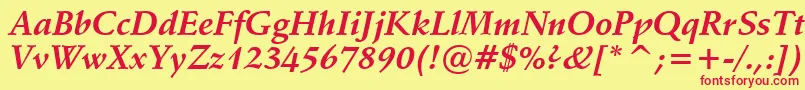 Vaniel1BoldItalic Font – Red Fonts on Yellow Background