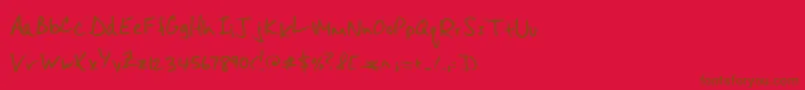Misterspicydos-Schriftart – Braune Schriften auf rotem Hintergrund