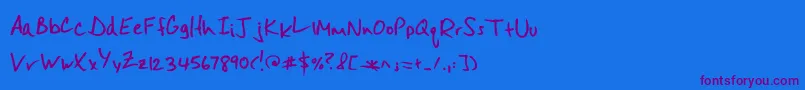 フォントMisterspicydos – 紫色のフォント、青い背景