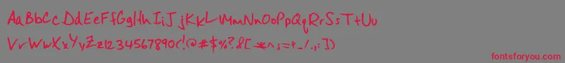 フォントMisterspicydos – 赤い文字の灰色の背景