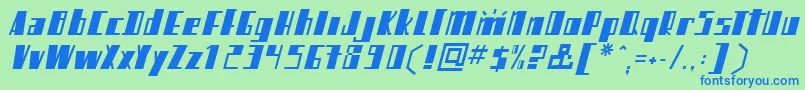 Mikamatic Font – Blue Fonts on Green Background
