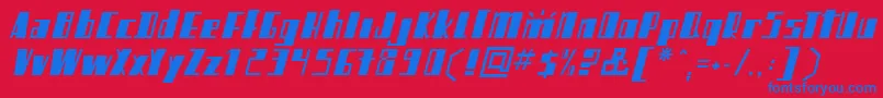 Mikamatic Font – Blue Fonts on Red Background