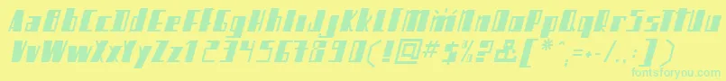 フォントMikamatic – 黄色い背景に緑の文字