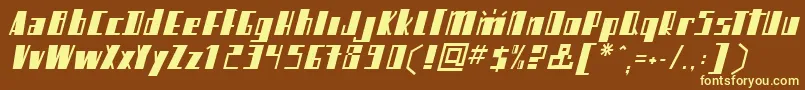 Mikamatic Font – Yellow Fonts on Brown Background