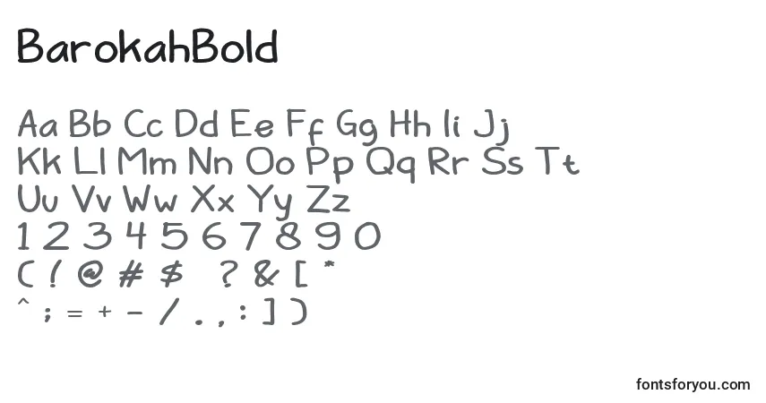 Шрифт BarokahBold – алфавит, цифры, специальные символы
