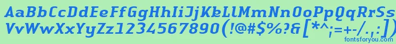 LinotypeAuthenticSerifMediumitalic Font – Blue Fonts on Green Background