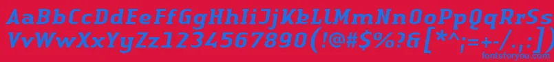 Czcionka LinotypeAuthenticSerifMediumitalic – niebieskie czcionki na czerwonym tle