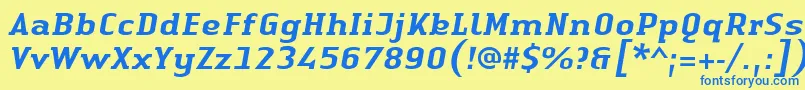 LinotypeAuthenticSerifMediumitalic Font – Blue Fonts on Yellow Background