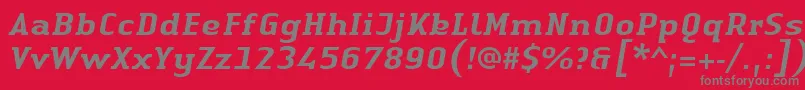 Fonte LinotypeAuthenticSerifMediumitalic – fontes cinzas em um fundo vermelho