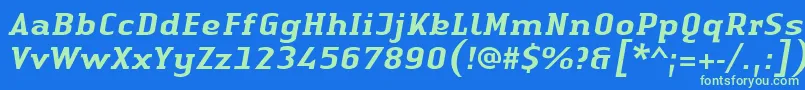 LinotypeAuthenticSerifMediumitalic Font – Green Fonts on Blue Background