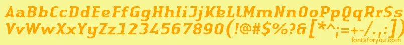 LinotypeAuthenticSerifMediumitalic Font – Orange Fonts on Yellow Background