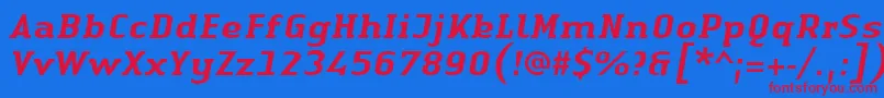 LinotypeAuthenticSerifMediumitalic Font – Red Fonts on Blue Background