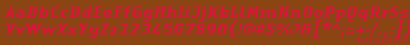 フォントLinotypeAuthenticSerifMediumitalic – 赤い文字が茶色の背景にあります。