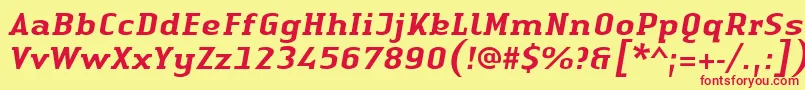 LinotypeAuthenticSerifMediumitalic Font – Red Fonts on Yellow Background