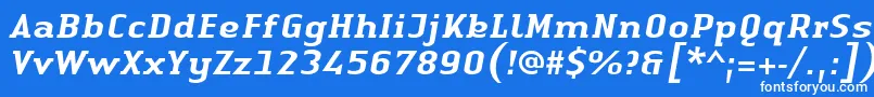 LinotypeAuthenticSerifMediumitalic-Schriftart – Weiße Schriften auf blauem Hintergrund