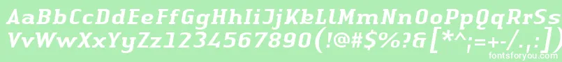 LinotypeAuthenticSerifMediumitalic-Schriftart – Weiße Schriften auf grünem Hintergrund