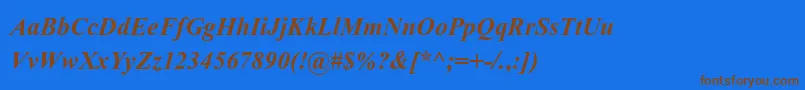 フォントKokilaBoldItalic – 茶色の文字が青い背景にあります。