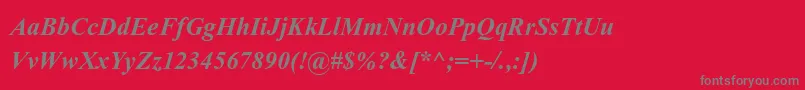 Fonte KokilaBoldItalic – fontes cinzas em um fundo vermelho