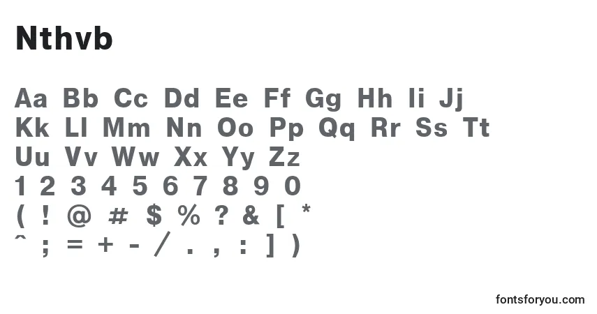 Schriftart Nthvb – Alphabet, Zahlen, spezielle Symbole