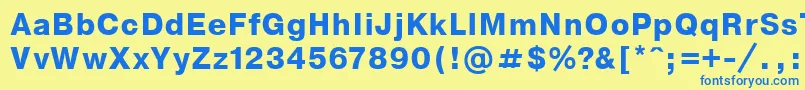 フォントNthvb – 青い文字が黄色の背景にあります。