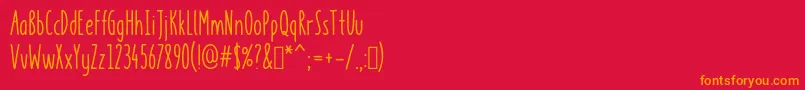 Fonte KeylimedemoRegular – fontes laranjas em um fundo vermelho