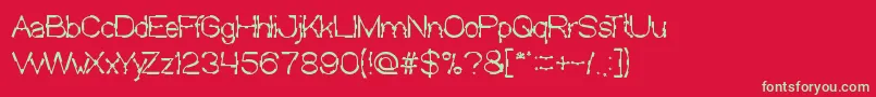 フォントMickJagged – 赤い背景に緑の文字