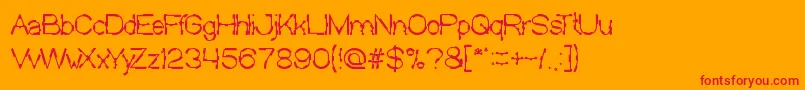 Czcionka MickJagged – czerwone czcionki na pomarańczowym tle