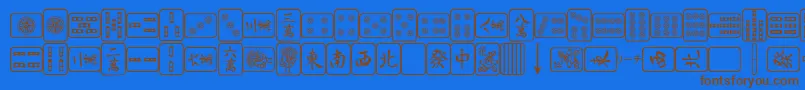 フォントMa – 茶色の文字が青い背景にあります。