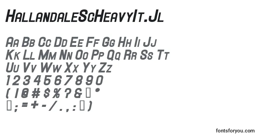 Schriftart HallandaleScHeavyIt.Jl – Alphabet, Zahlen, spezielle Symbole