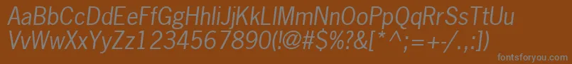 フォントNewsGothicLtOblique – 茶色の背景に灰色の文字
