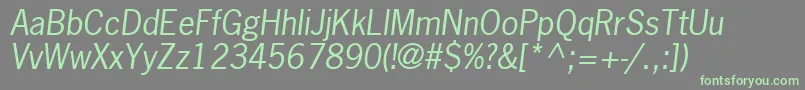 フォントNewsGothicLtOblique – 灰色の背景に緑のフォント