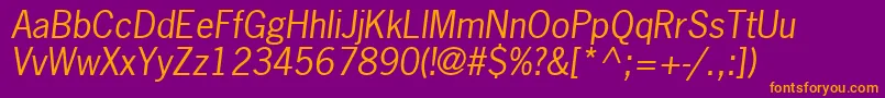 NewsGothicLtOblique Font – Orange Fonts on Purple Background