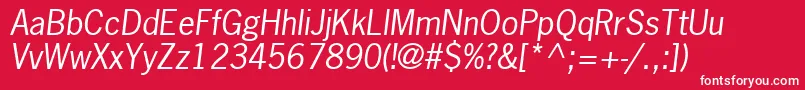 Шрифт NewsGothicLtOblique – белые шрифты на красном фоне