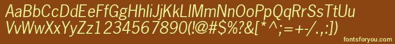 NewsGothicLtOblique Font – Yellow Fonts on Brown Background