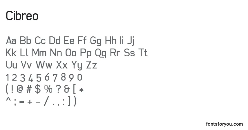 A fonte Cibreo – alfabeto, números, caracteres especiais