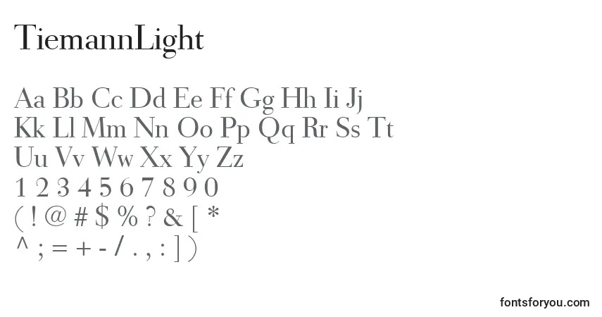 A fonte TiemannLight – alfabeto, números, caracteres especiais