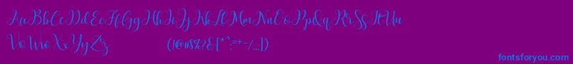 MarchyScriptDemo Font – Blue Fonts on Purple Background