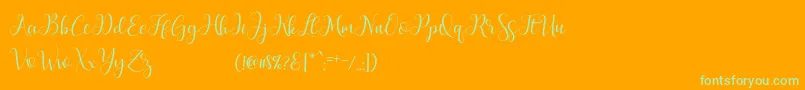MarchyScriptDemo Font – Green Fonts on Orange Background