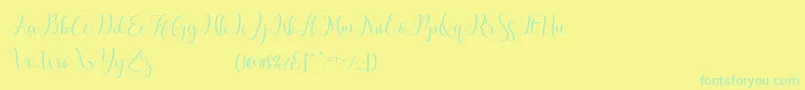 フォントMarchyScriptDemo – 黄色い背景に緑の文字