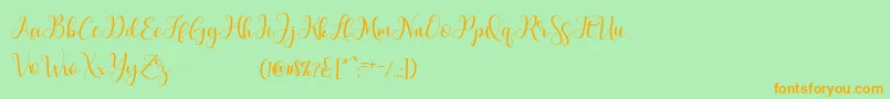 MarchyScriptDemo Font – Orange Fonts on Green Background