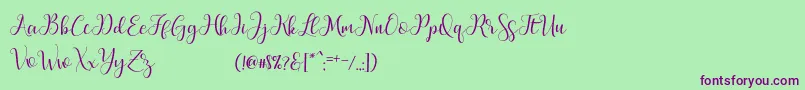 MarchyScriptDemo Font – Purple Fonts on Green Background