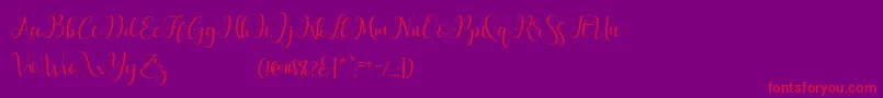 MarchyScriptDemo-Schriftart – Rote Schriften auf violettem Hintergrund