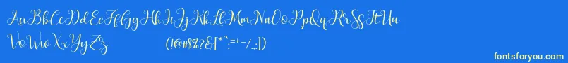 MarchyScriptDemo Font – Yellow Fonts on Blue Background